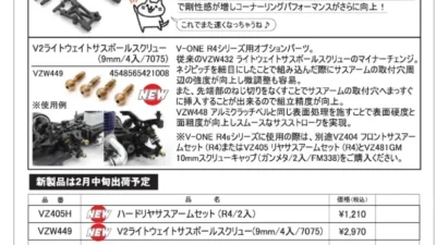 KYOSHO RC Information　V-ONE R4シリーズ用 オプションパーツ 新登場！