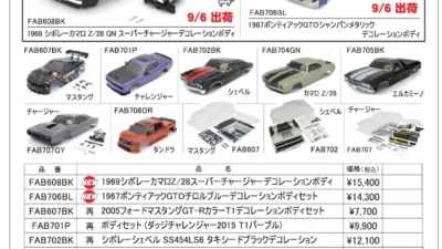 KYOSHO RC Information　FAZERシリーズ用ボディ 1969シボレーカマロ ＆ 1967ポンティアック 新登場