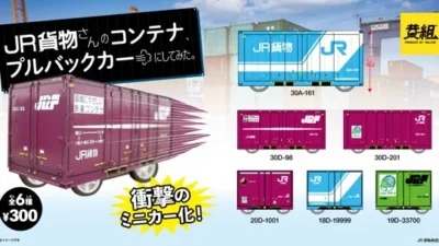 イエロー株式会社　【1月発売カプセルトイ】いや、お前が単体で走るんかい！「JR貨物 コンテナプルバックカー」