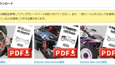 株式会社ハイテックマルチプレックスジャパン　　  WLtoys製品分解図PDFを公開