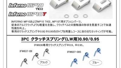 KYOSHO RC Information　インファーノMP10シリーズ用　アルミクラッチシュー　新登場