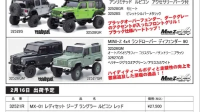 KYOSHO RC Information　ミニッツ4×4シリーズ　ジープ ラングラー ＆ ランドローバー ディフェンダー 再入荷