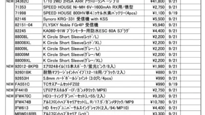 KYOSHO RC Information　今週の出荷情報（2023年9月19日～9月22日）
