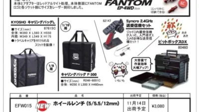 KYOSHO RC Information　 FANTOMシリーズ用ホイールレンチの新発売、キャリングバック＆ピットボックスDXほかの再入荷を発表