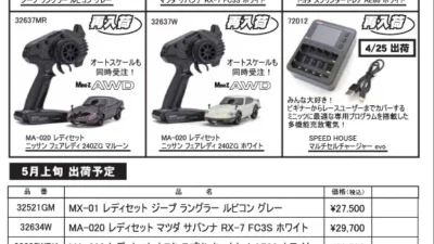 KYOSHO RC Information　 ミニッツ レディセット 各種 ＆ マルチセルチャージャー evo 再入荷を発表