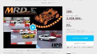 HRD PROJECT　”京商 MINI-Z AWD用「MRD Prototype – 2WDドリフト・コンバージョンキット」”クラウドファンディング　2024年4月28日 時点進捗状況