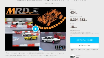 HRD PROJECT　”京商 MINI-Z AWD用「MRD Prototype – 2WDドリフト・コンバージョンキット」”クラウドファンディング　2024年5月20日 時点進捗状況