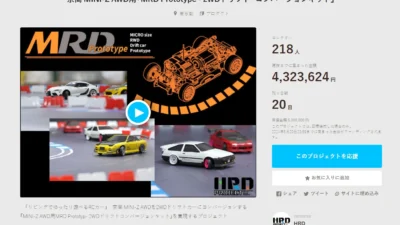 HRD PROJECT　”京商 MINI-Z AWD用「MRD Prototype – 2WDドリフト・コンバージョンキット」”クラウドファンディング　2024年5月1日 時点進捗状況