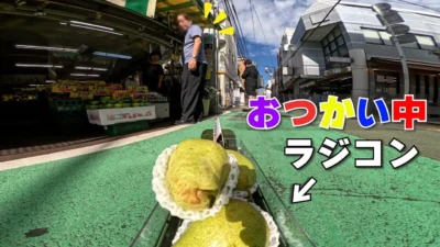 ラジコン料理☆らじくっく☆Radio Control Cooking Channel　■【ラジコンでおつかい】「洋なし🍐」Buying pear with RC car!!!🚗 In JAPAN