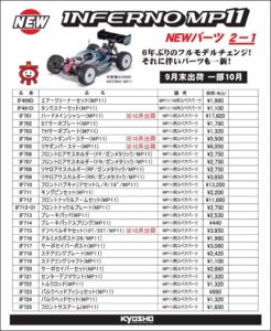 KYOSHO RC Information　1/8スケール GP 4WD レーシングバギー インファーノ MP11用 パーツを発表