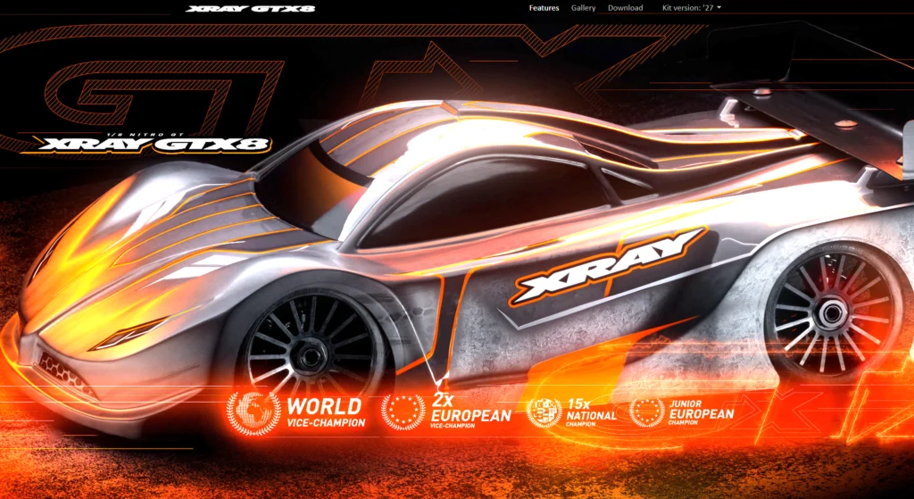 XRAY　GTX8'27、GTXE'27詳細製品ページ公開