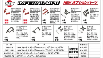 KYOSHO RC Information　FAZER Mk2用 マスタング ボディ ＆ インファーノMP11用 オプションパーツを発表