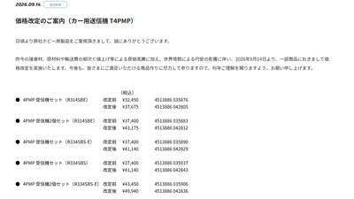 双葉電子工業株式会社　価格改定のご案内（カー用送信機 T4PMP）を発表